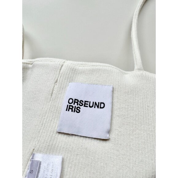 ORSEUND IRIS White Ribbed Knit Square Neck Cropped Tube Tank Top, Size S - Picture 12 of 15